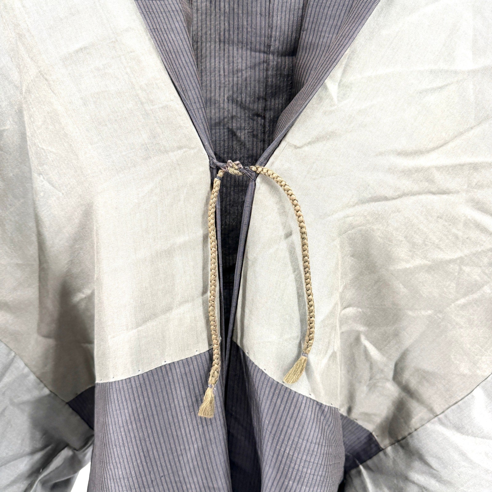 Vintage 50s Gray 100% Silk Mt Fuji Mens Haori Kimono Jacket