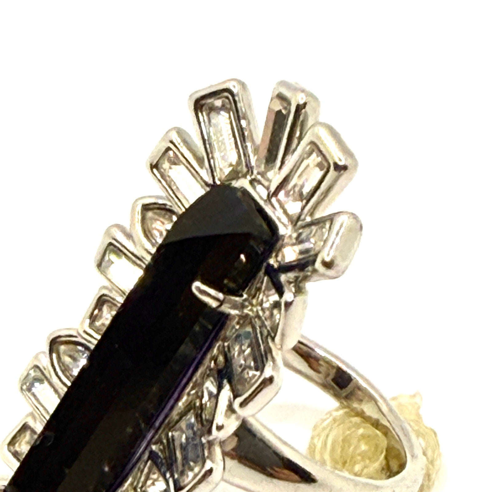 Alexis Bittar Miss Havisham Crystal Matrix Silver Tone Blue Baguette Ring
