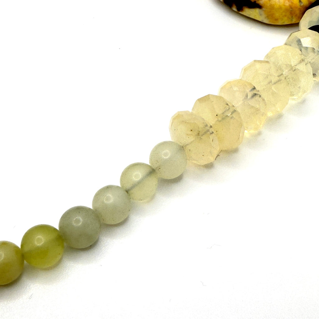 Vintage 90s Yellow Carved Stone Rose Jasper Beaded Boho Chunky Toggle Necklace
