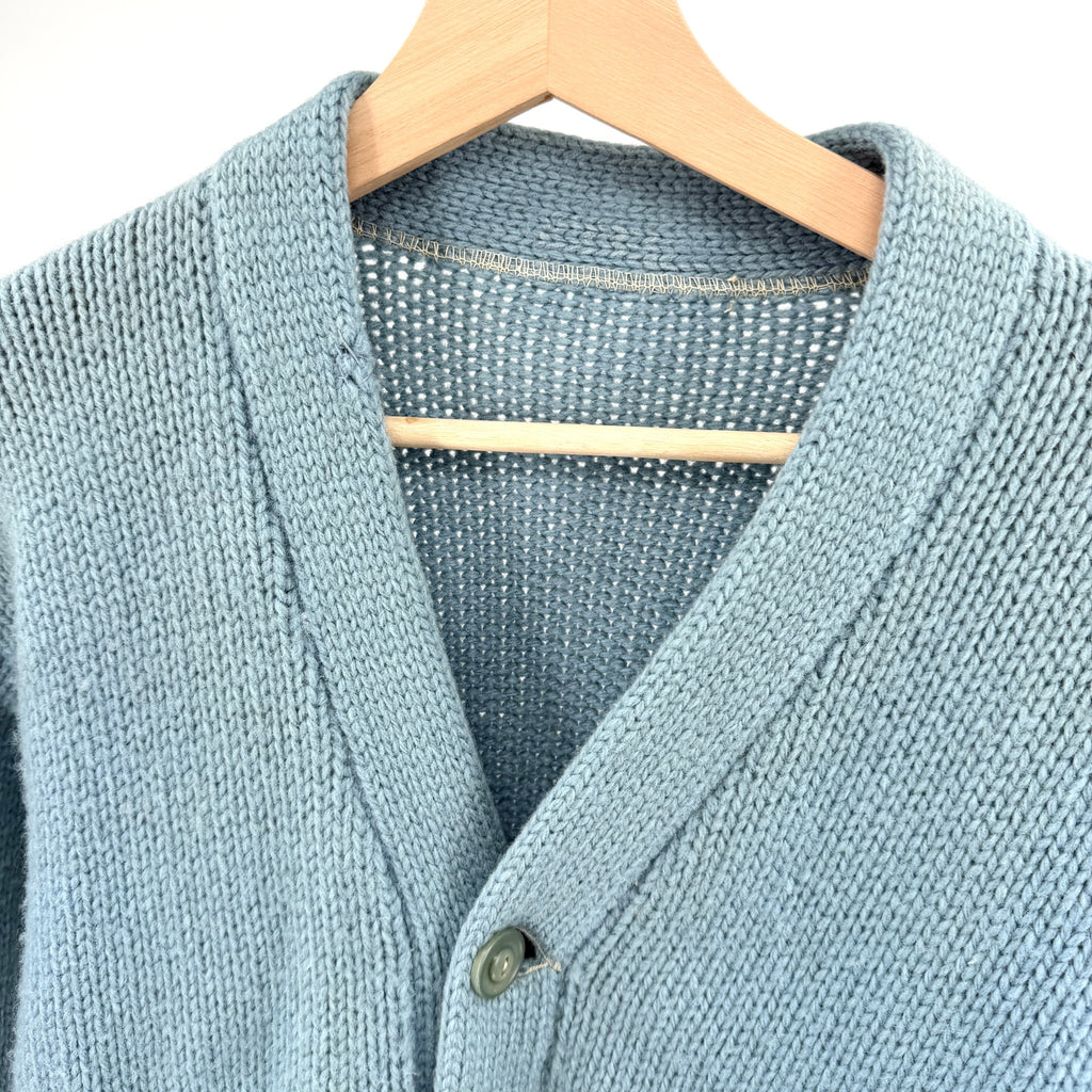 Vintage 70s Light Blue Varsity Letterman Cardigan Sweater
