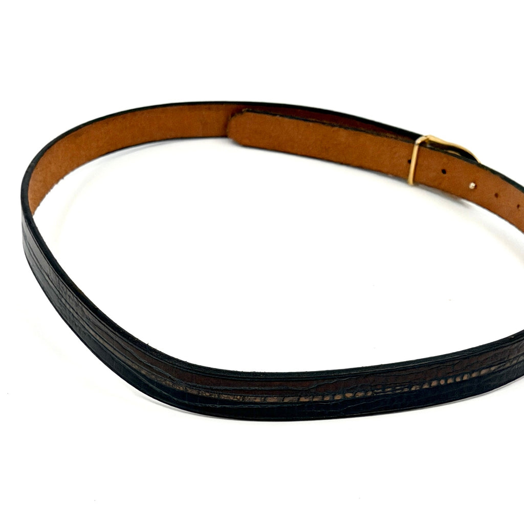Vintage 80s Pierre Cardin Black Brown Croc Genuine Leather Belt