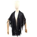 Choies Black Laser Cut Fringe Ruana Shawl