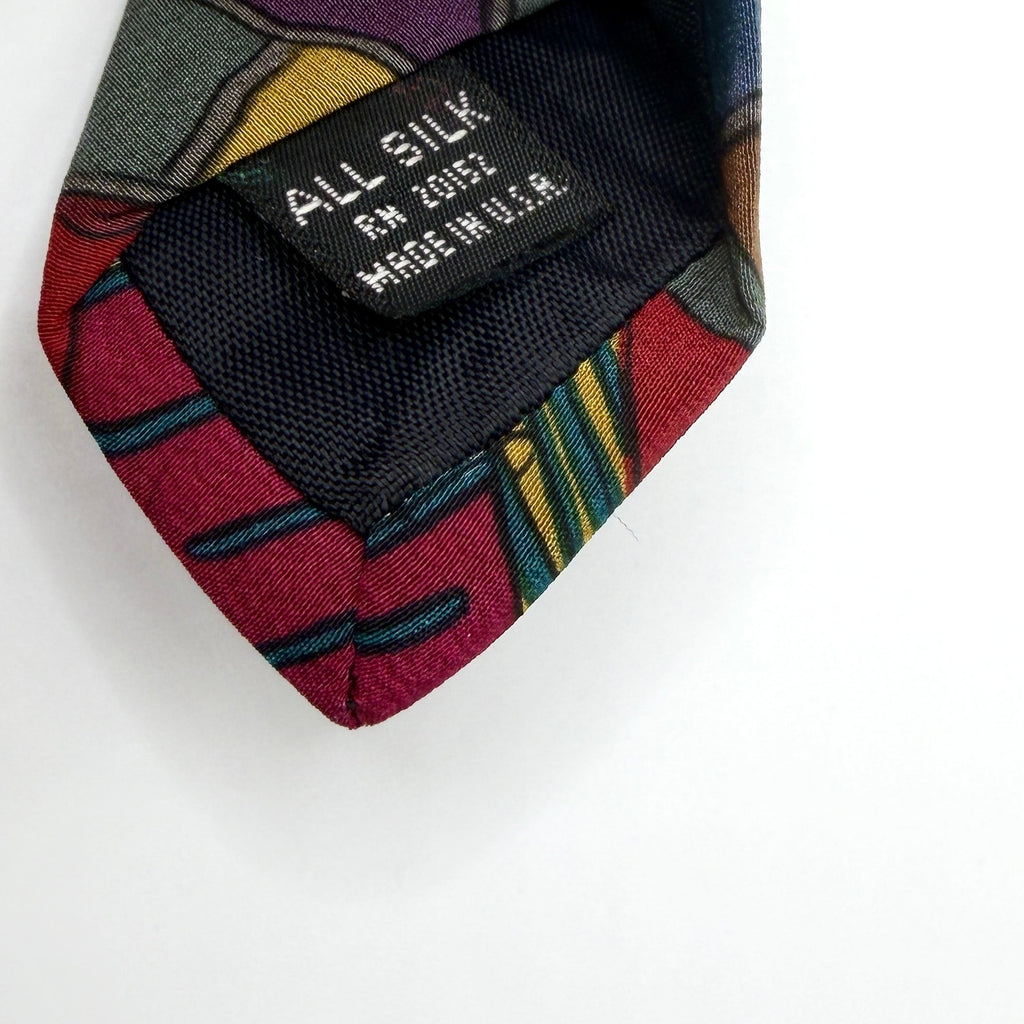 Vintage 90s Neo Max Purple Blue 100% Silk Peter Max Pop Art Necktie