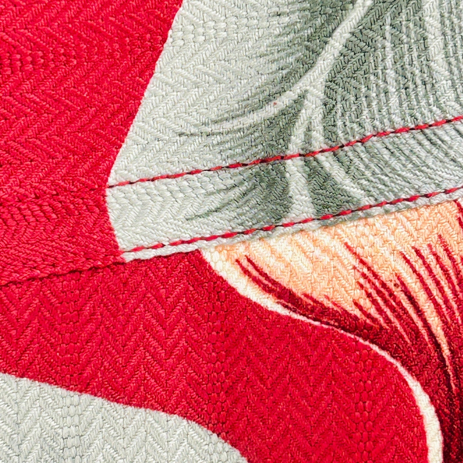 Vintage 90s Bungalow Brand Red Floral Tropical 100% Silk Cropped Shirt