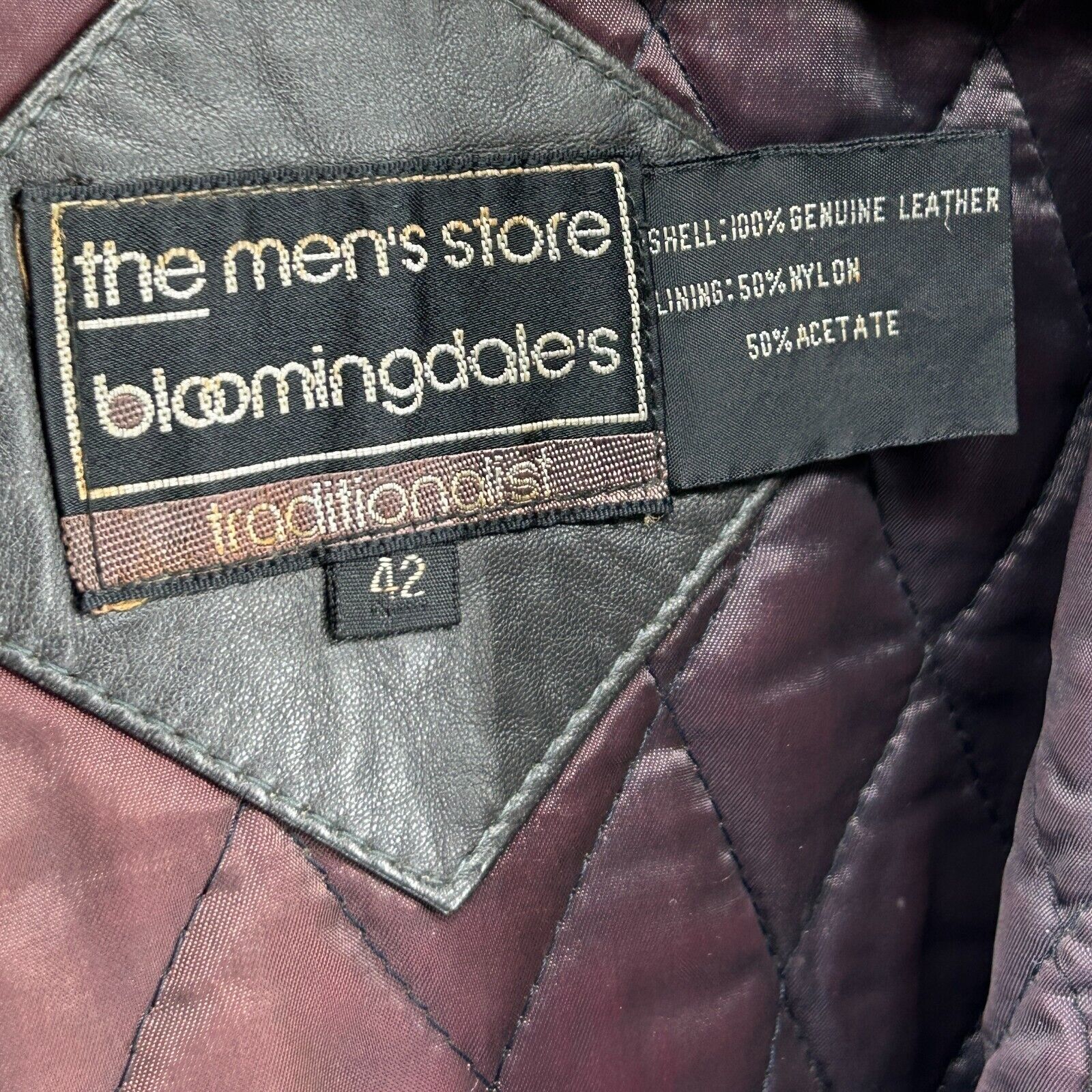 Vintage 80s Bloomingdale's Black Genuine Leather Distressed Bomber Jacket