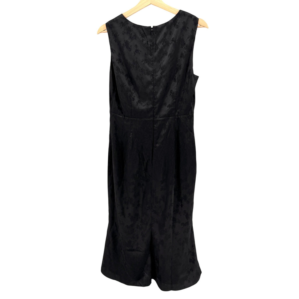 BCBG Black Satin Floral Jacquard Empire Waist Slip Dress