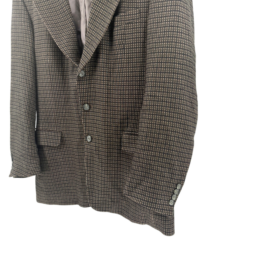 Vintage Y2K Bachrach Brown Blue Plaid Cashmere Blend Blazer