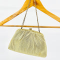Vintage 1960s Gold Metallic Lamé Frame Evening Clutch Bag