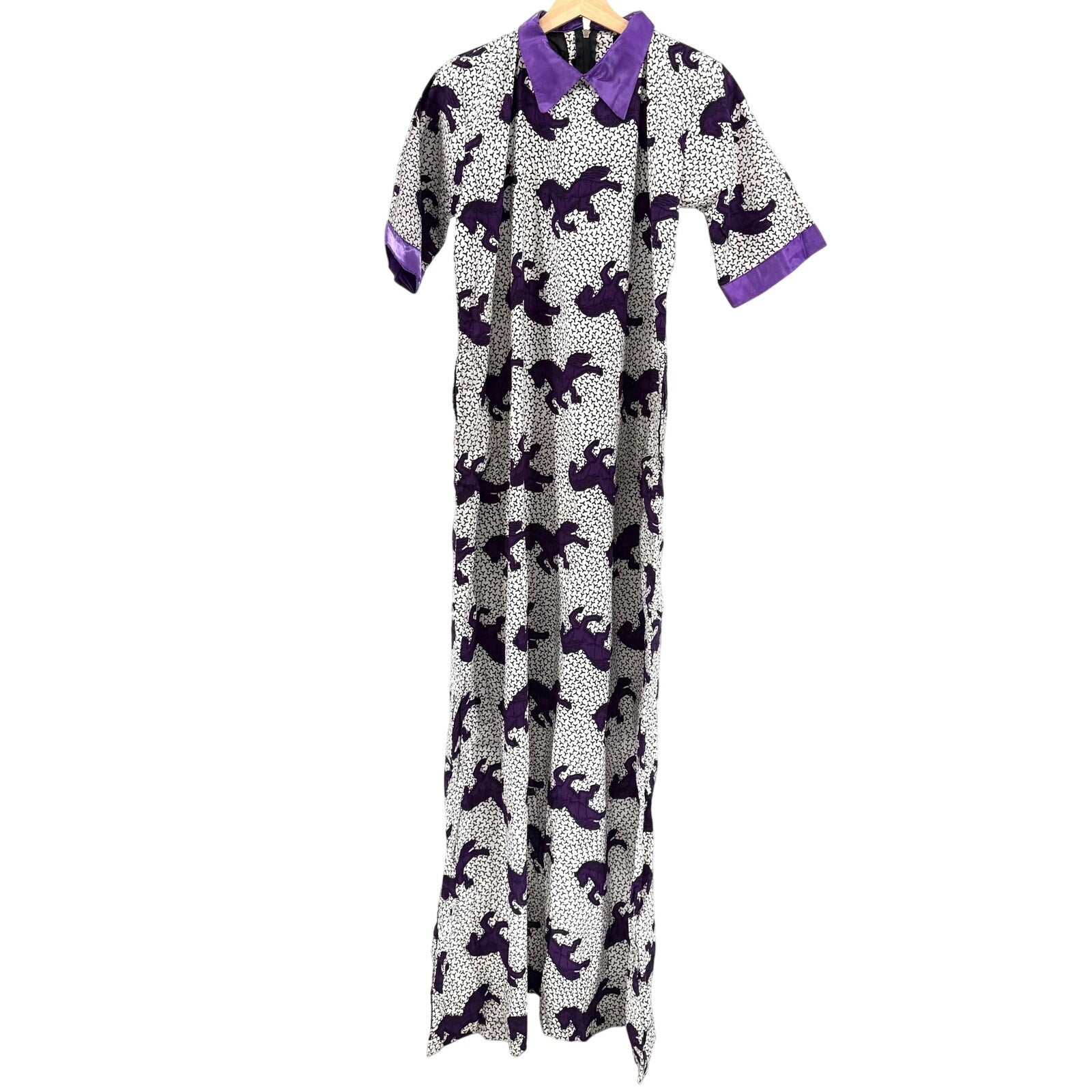 Handmade Purple Horse African Wax Print Cotton Maxi Dress