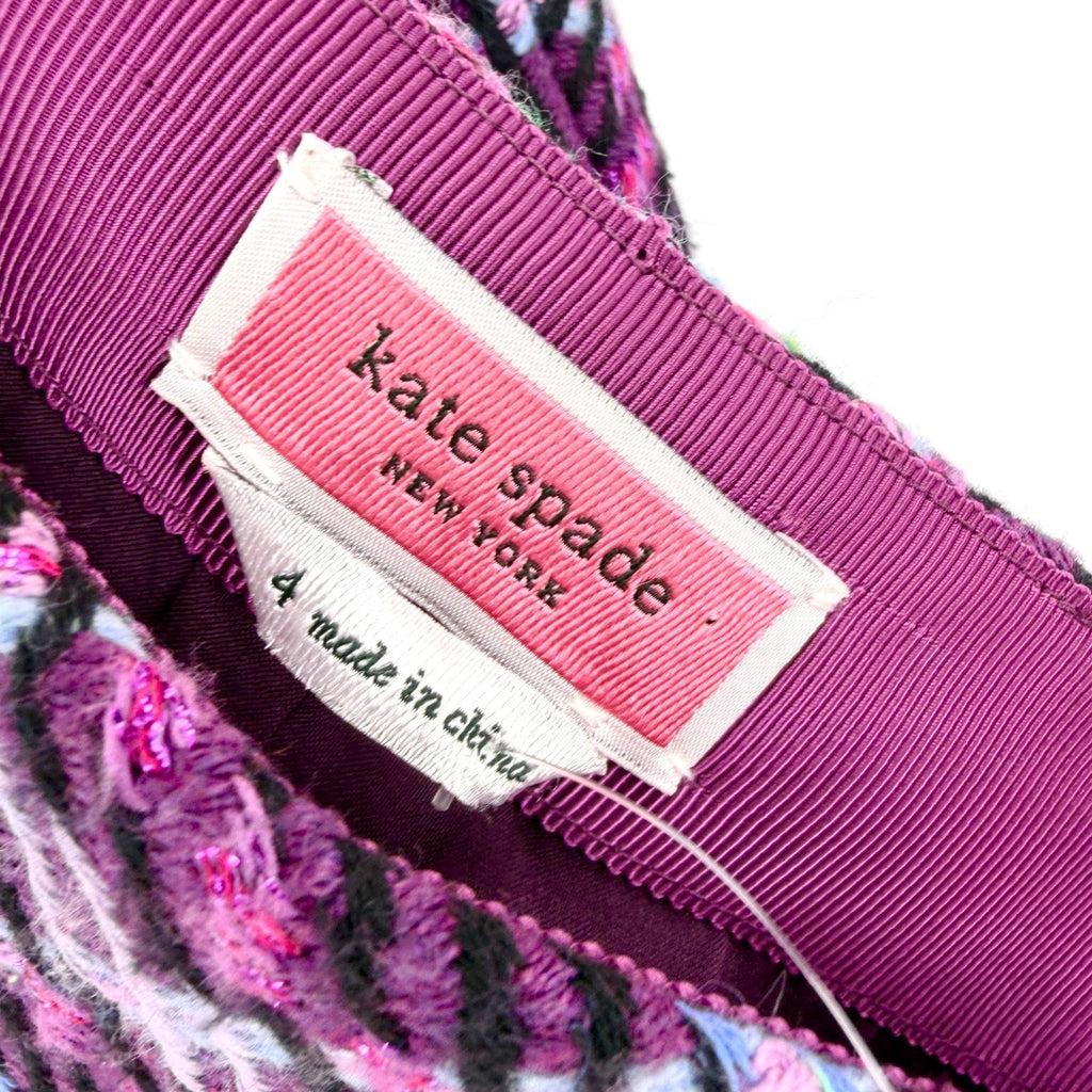 Kate Spade New York Purple Plaid Tweed Preppy A-Line Mini Skirt