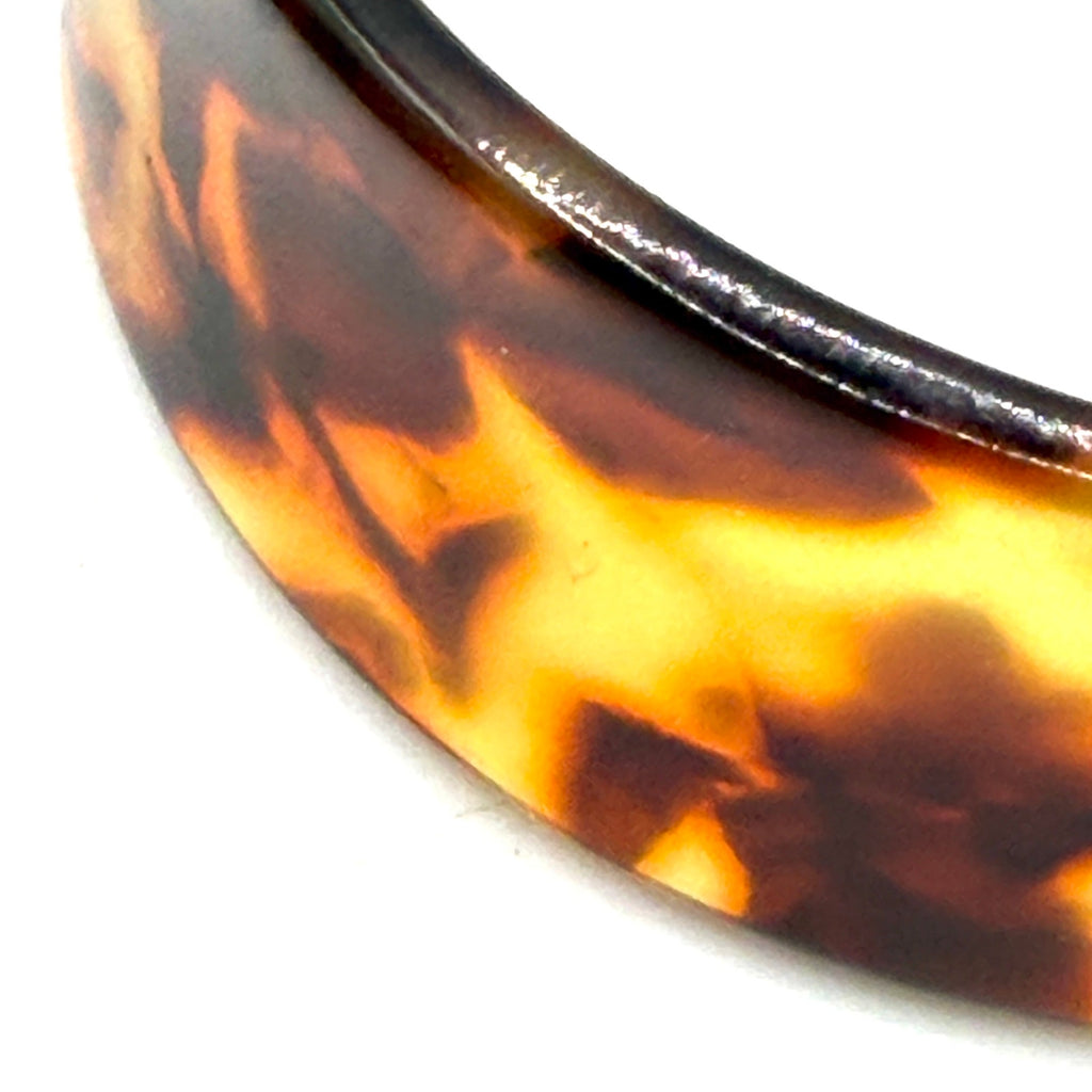 Vintage 80s Tortoiseshell Chunky Hoop Cuff Bracelet Earring Set