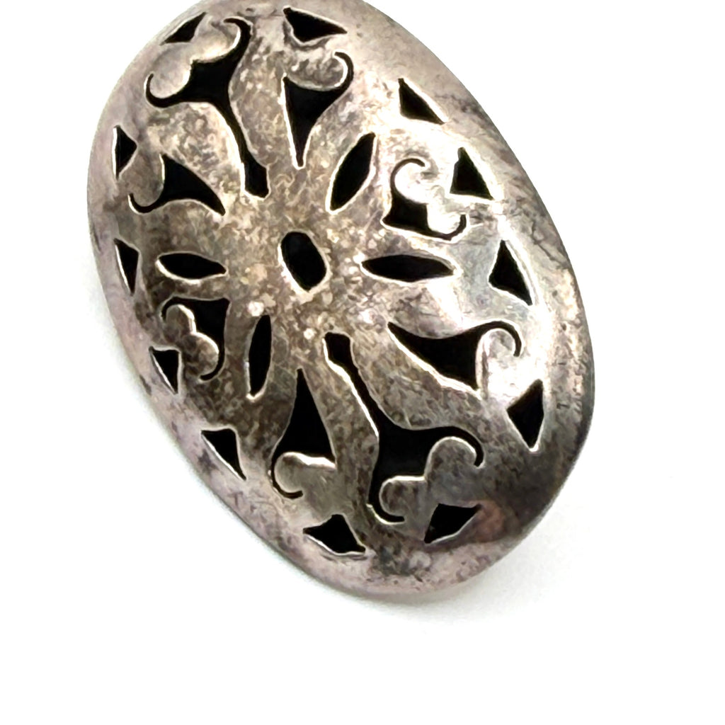Vintage 90s Stamped Sterling Silver Mexico Taxco Openwork Filigree Earrings