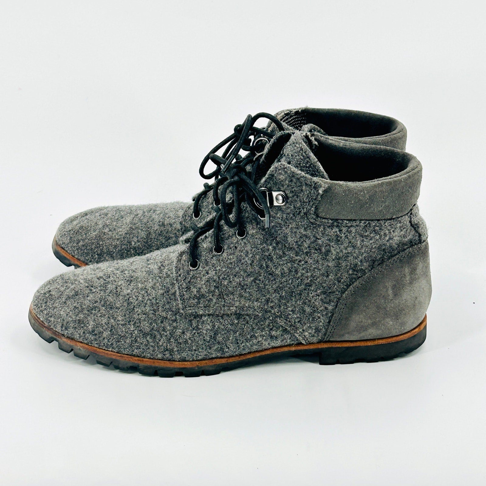 Woolrich x Portland Product Werks Gray Wool Suede Lace-Up Ankle Boots