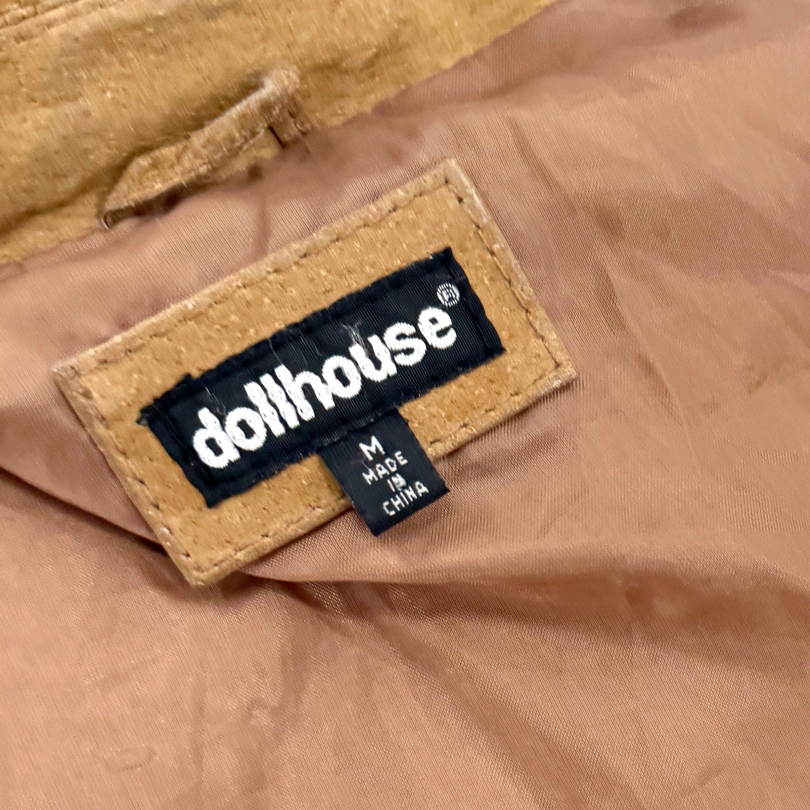 Vintage Y2K Dollhouse Tan Genuine Suede Belted Safari Jacket