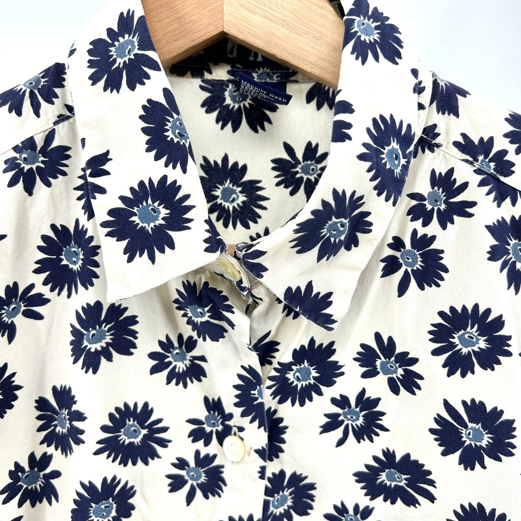 Vintage 90s GAP Navy Ivory Floral 100% Cotton Button Down Shirt