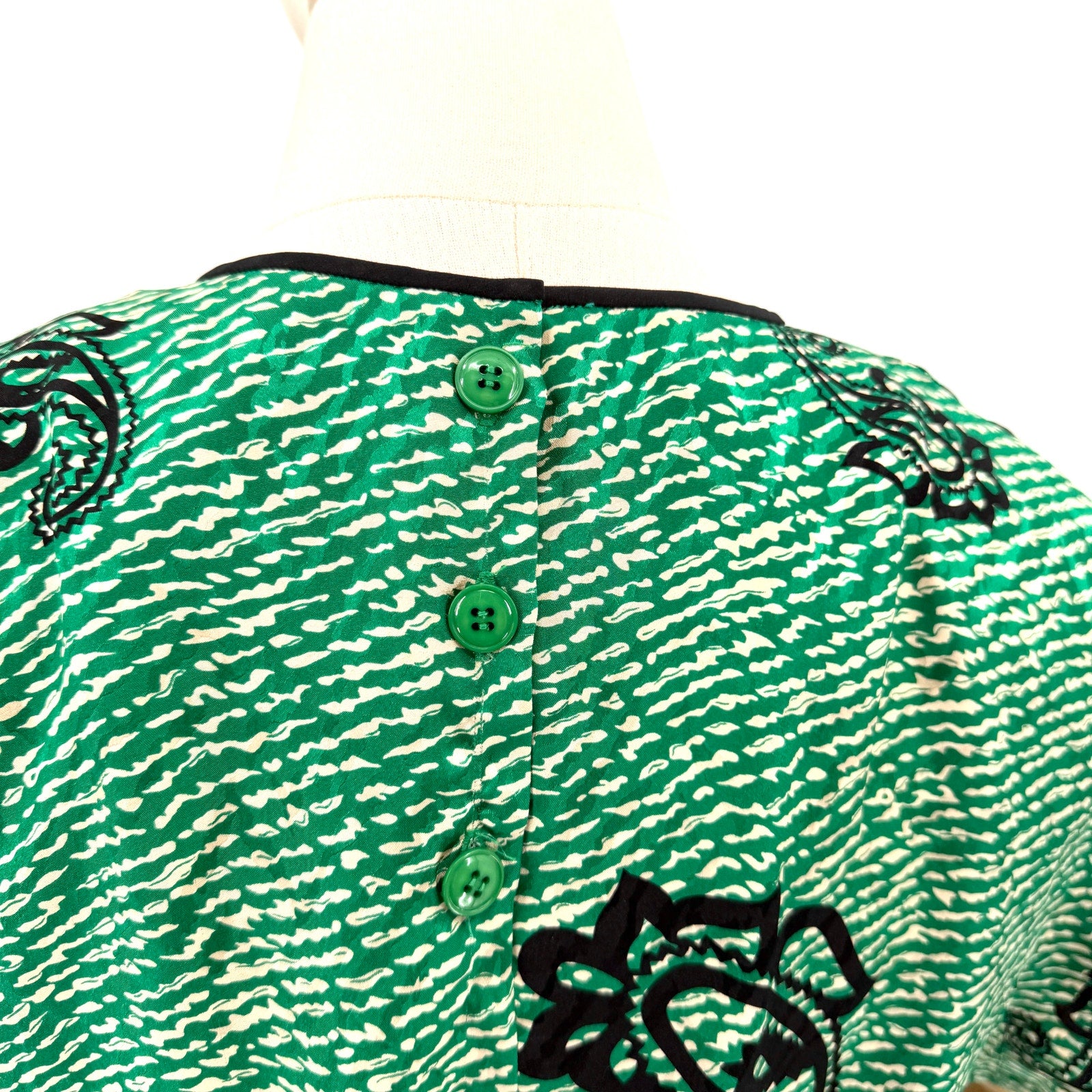 Vintage 80s Green Paisley Satin Custom Made Tribal Boho Skirt Set