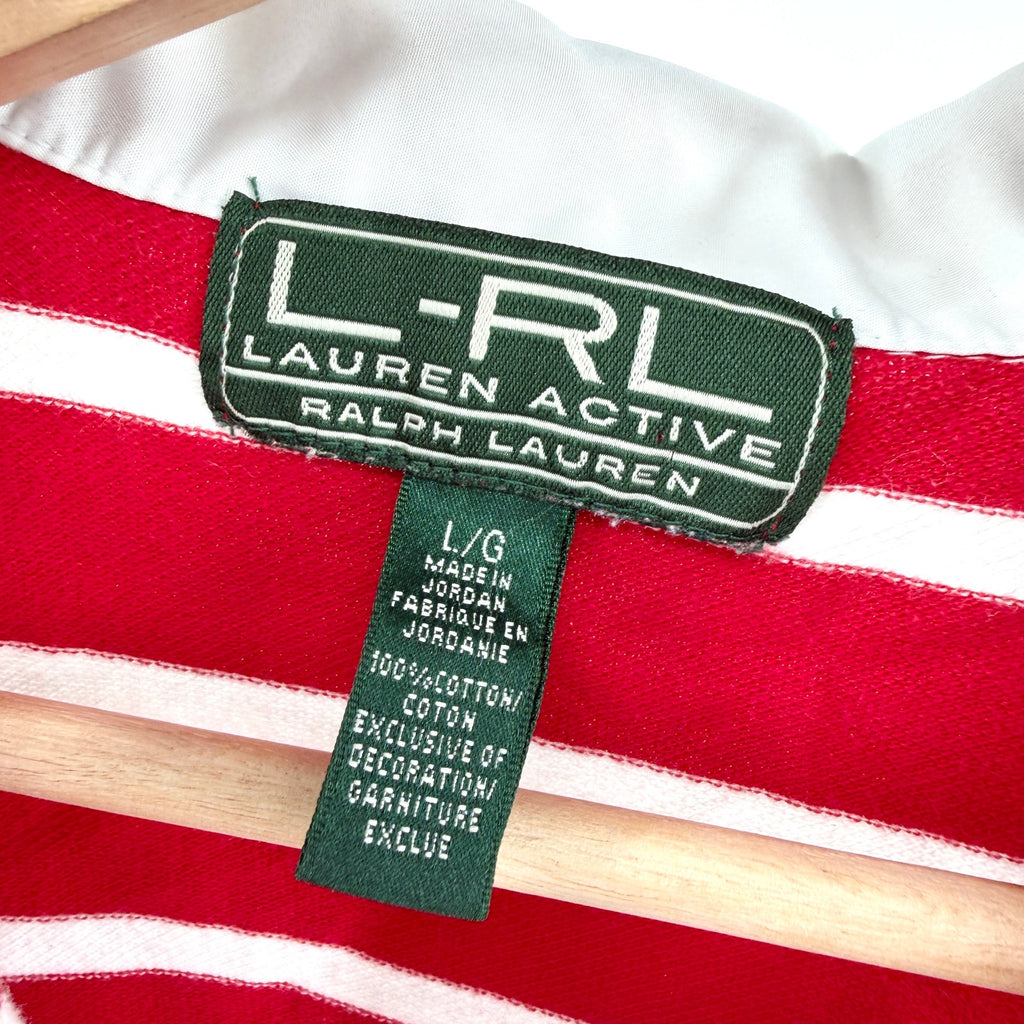 Vintage Y2K Lauren Active Ralph Lauren Red White Striped Cotton Nautical Polo