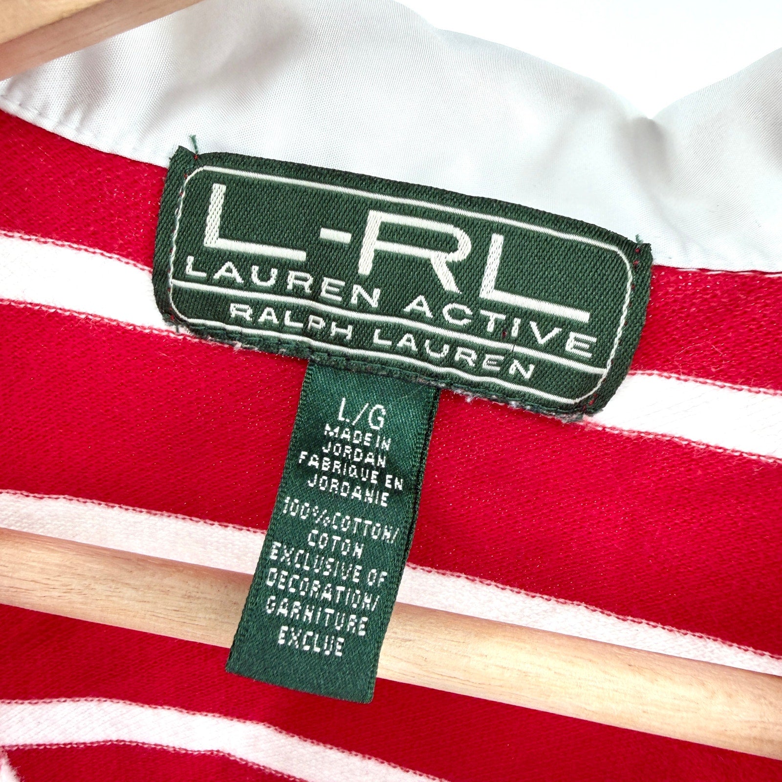 Vintage Y2K Lauren Active Ralph Lauren Red White Striped Cotton Nautical Polo