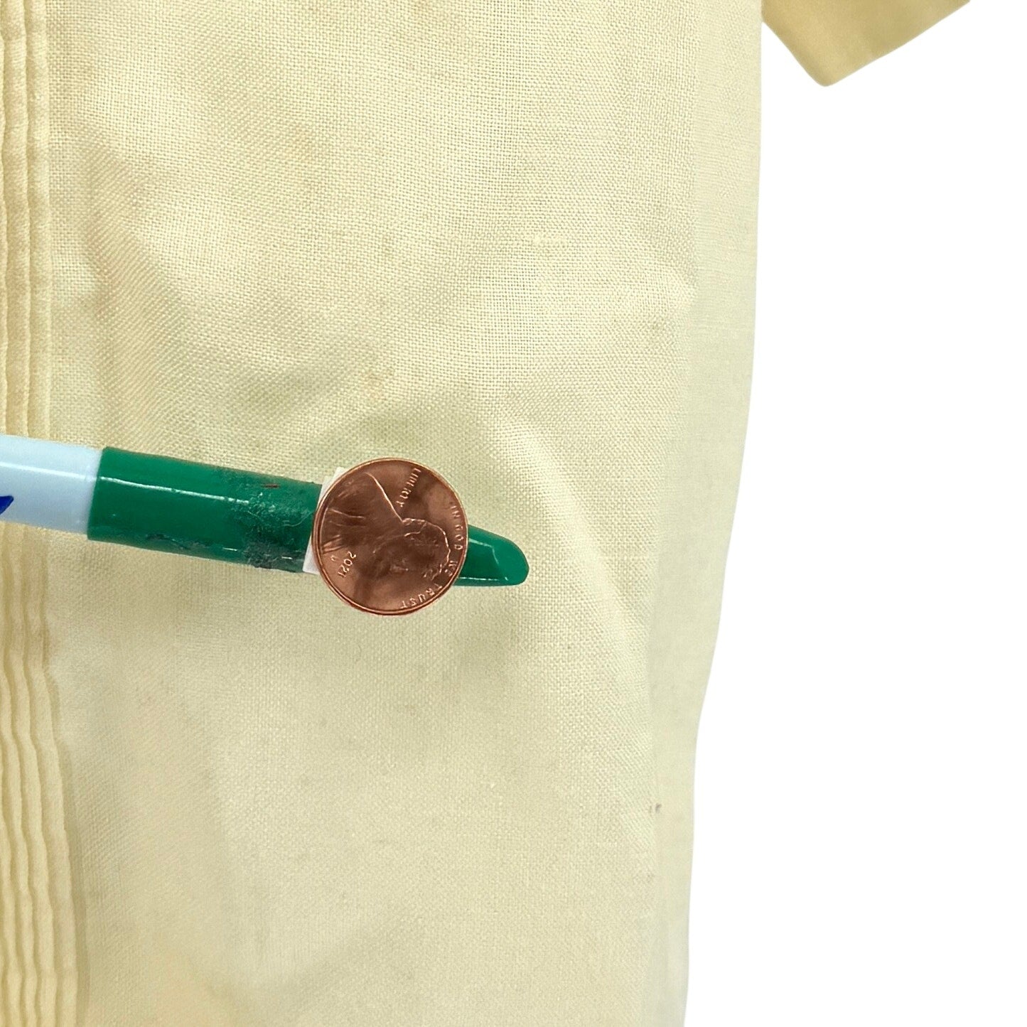 Vintage 90s Renato Collezione Pale Yellow Pintuck Guayabera Cuban Shirt
