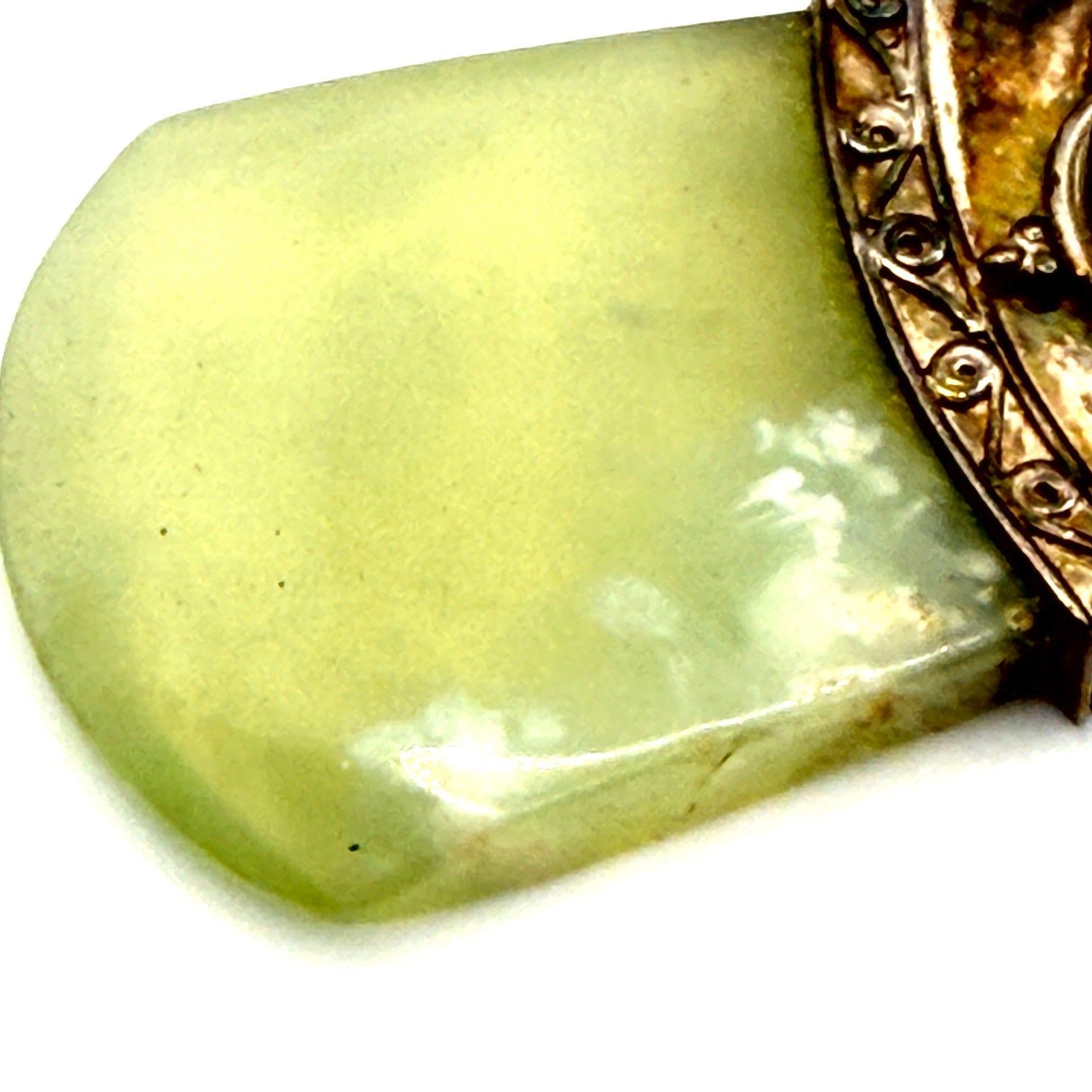 Vintage Y2K Signed Sajen Green Sterling Stone Peridot Pendant