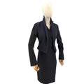 Marchesa Voyage Black Navy Blue Wool Blend Snap Overcoat Jacket