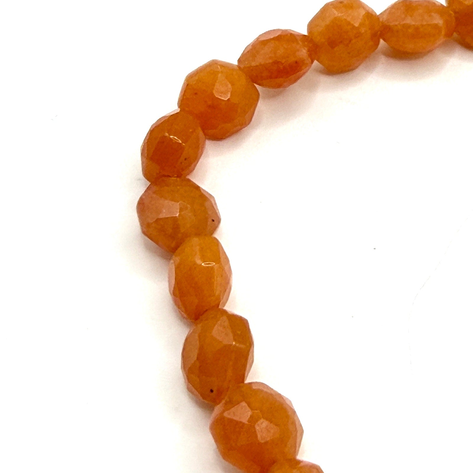 Vintage 90s Orange Aventurine Faceted Bead Statement Hook Necklace