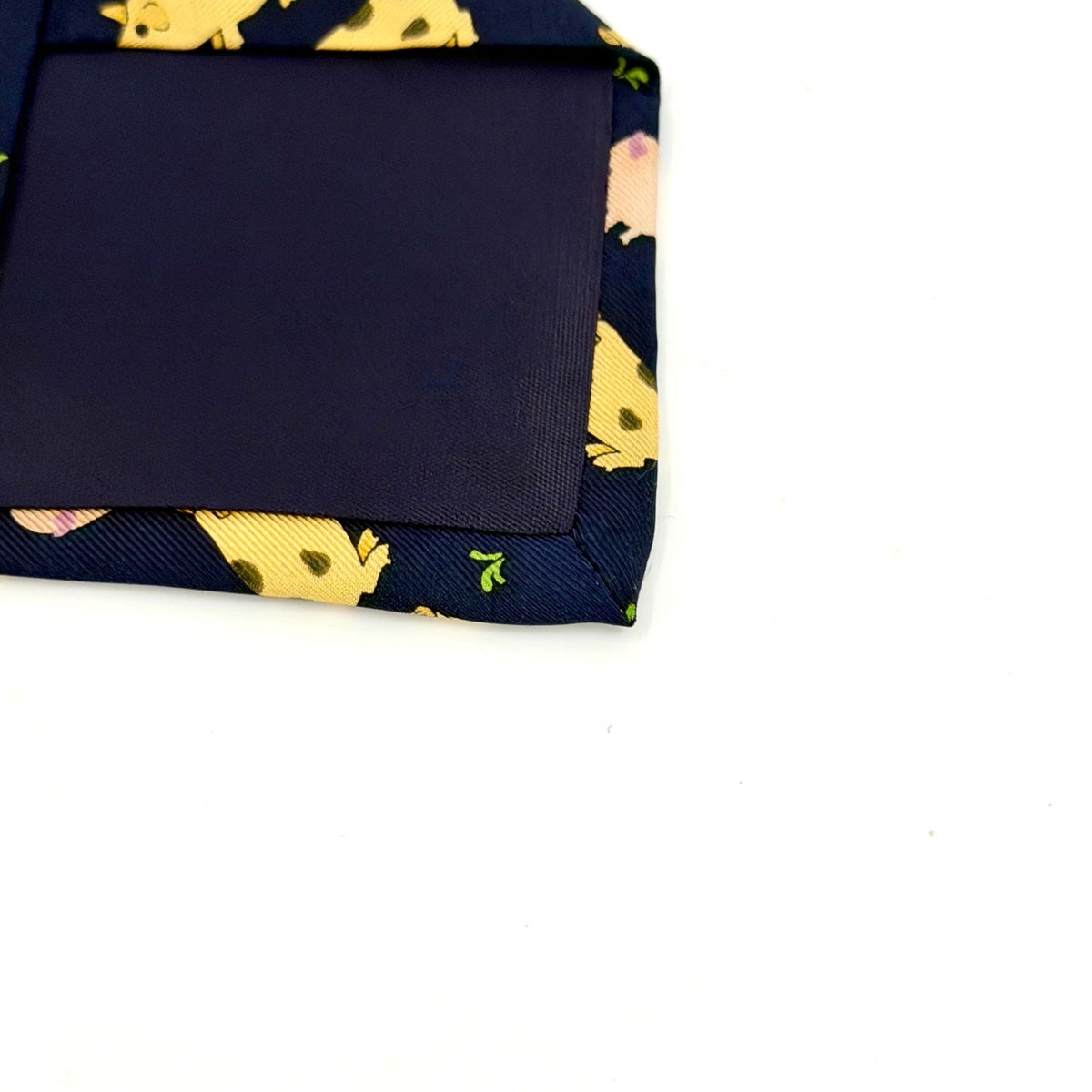 Vintage 90s Alynn Neckwear Navy Silk Oink Pig Novelty Necktie