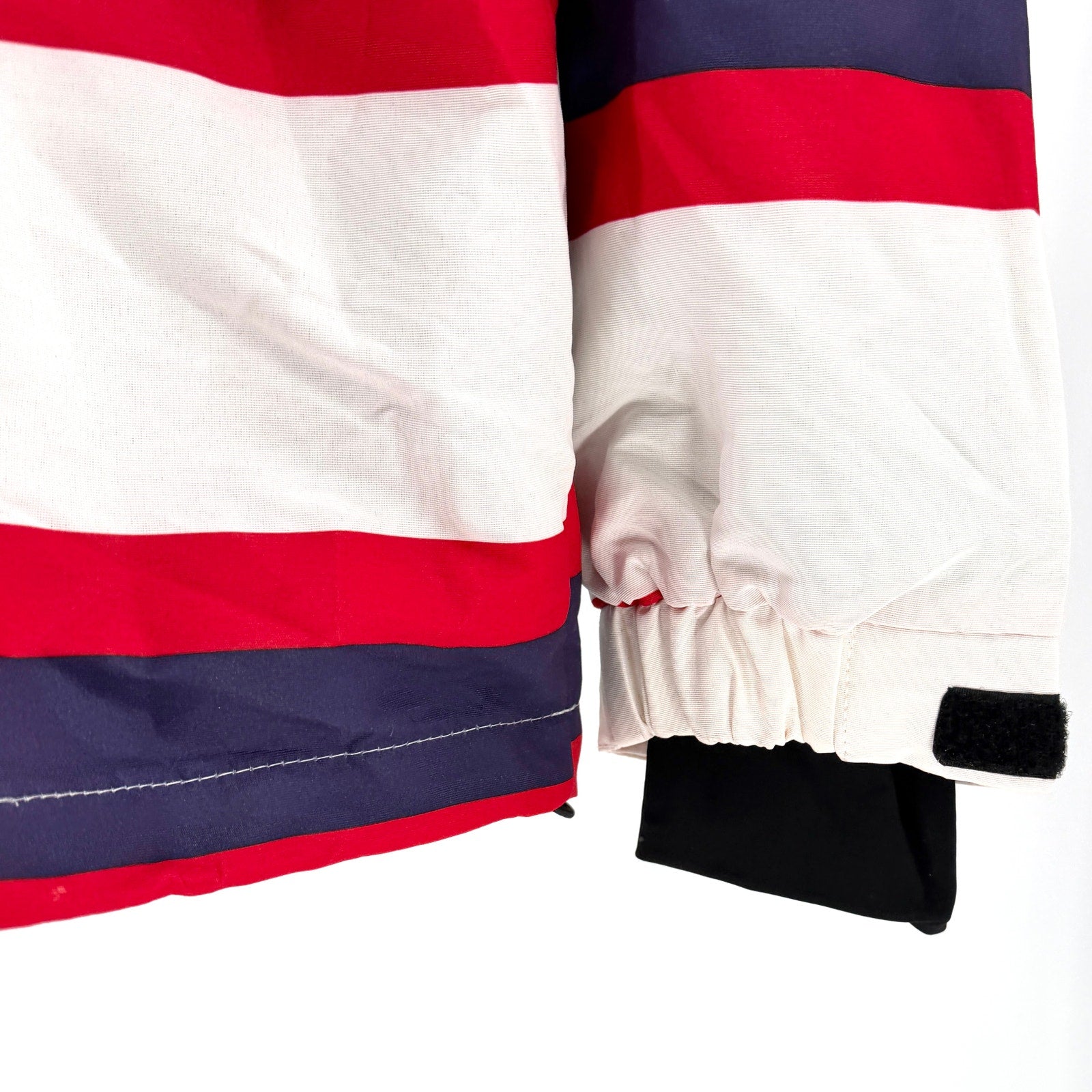 Vintage Y2K Iceburg Nautical Red White Blue Striped Ski Windbreaker Jacket