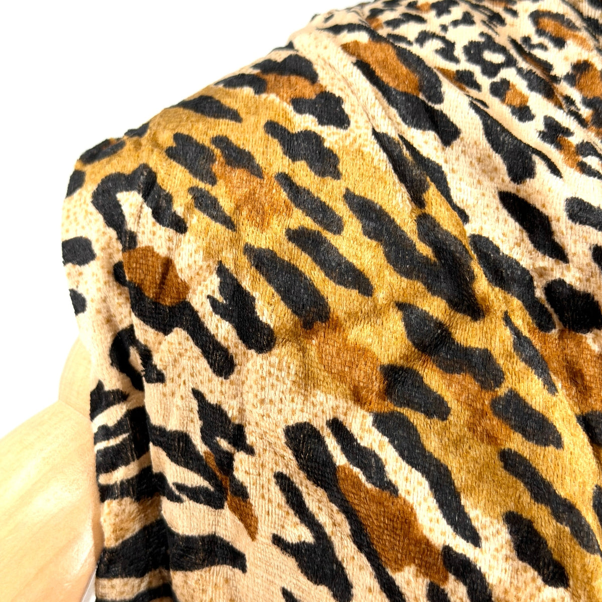 Vintage 90s Brown Tan Animal Leopard Print Crushed Velvet 2 Ply Long Scarf
