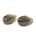 Vintage 80s Bold Sterling Silver Tubular Shrimp Swirl Hoop Clip Earrings