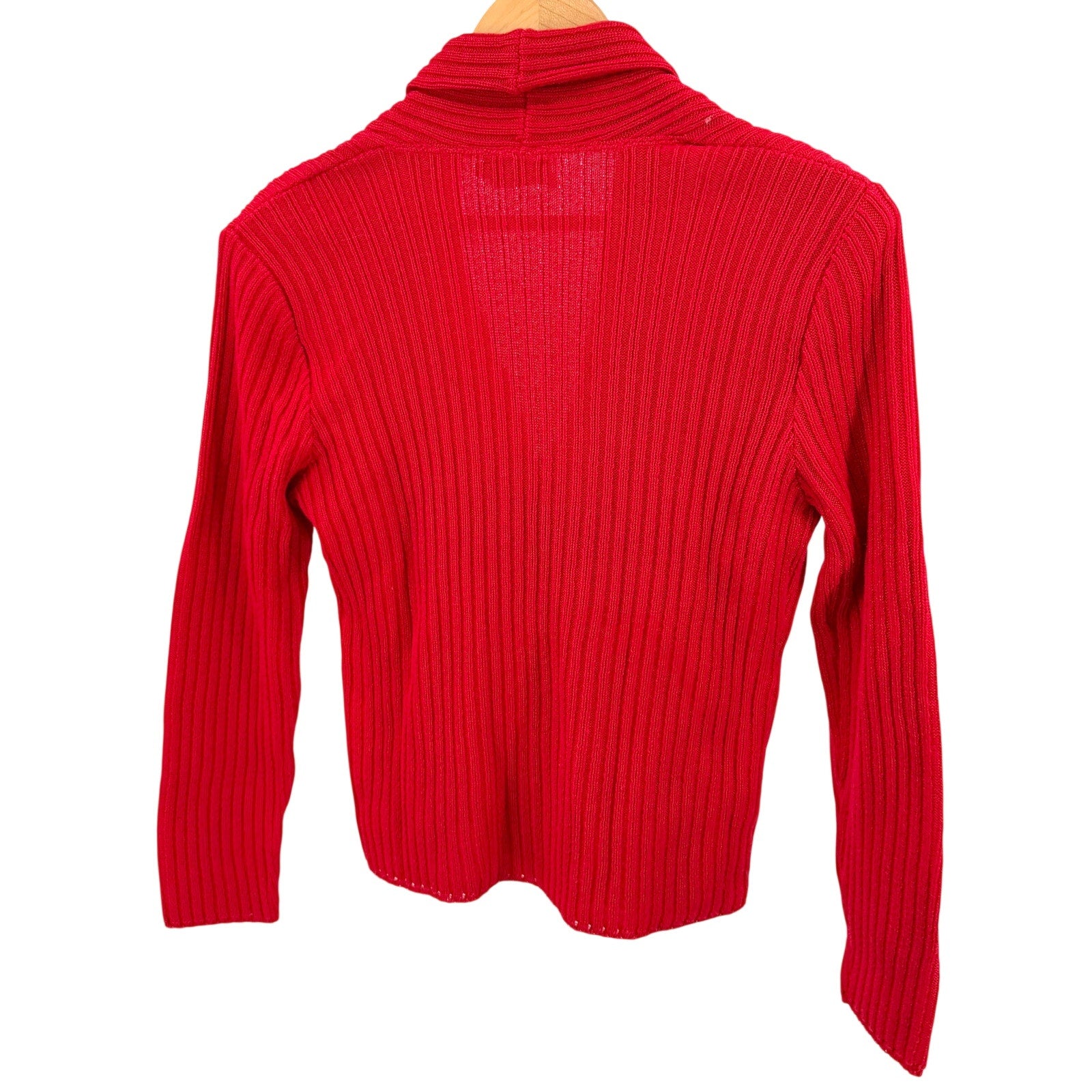 Vintage 80s Smith Kollmar Ltd Red Double Breasted Ribbed Cardigan Sweater