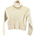 Vintage Y2K Ann Taylor Cream 100% Cotton Ribbed Crop Top Turtleneck Sweater