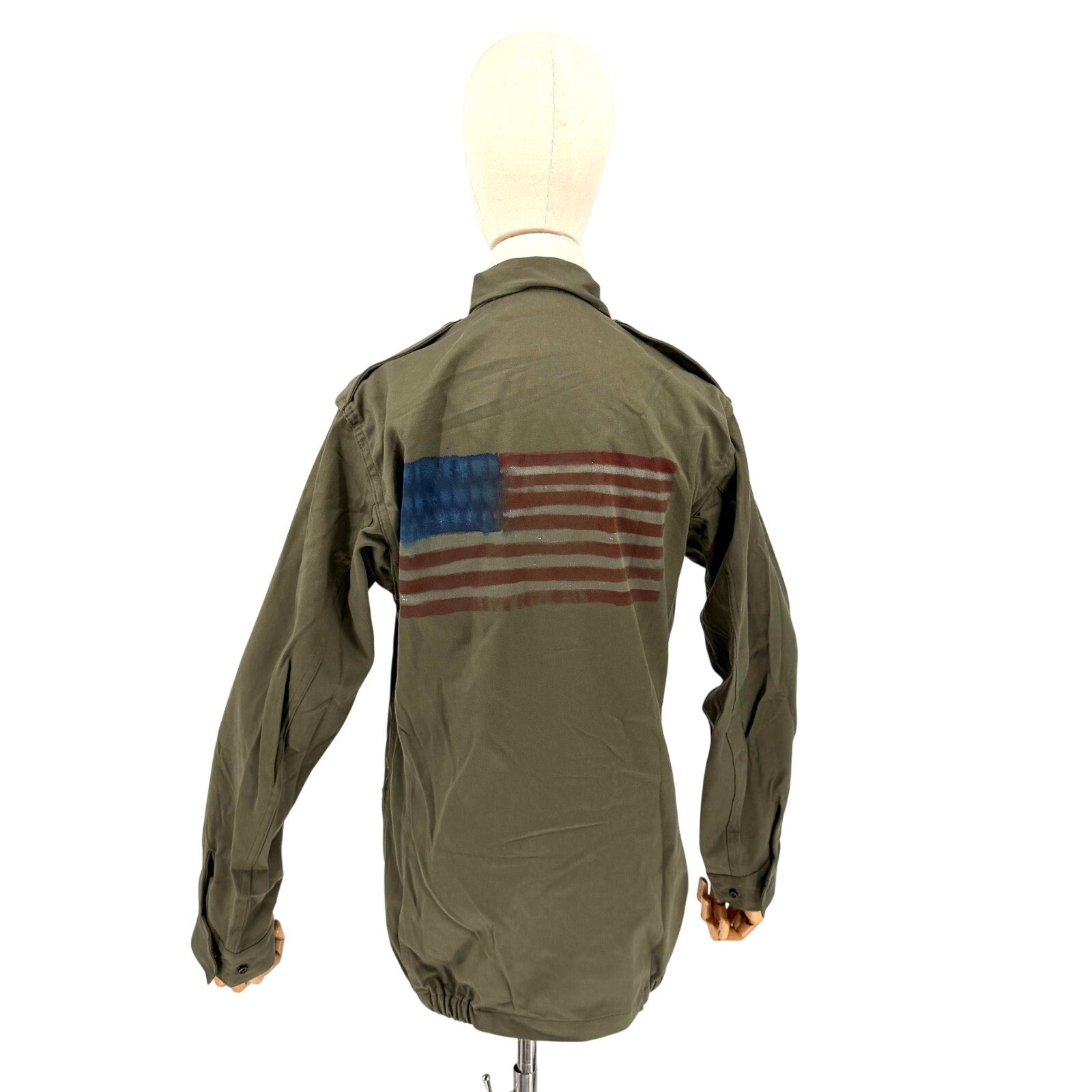 Tomer Peretz Green Hand Painted War Is Over Collection Military Field Jacket