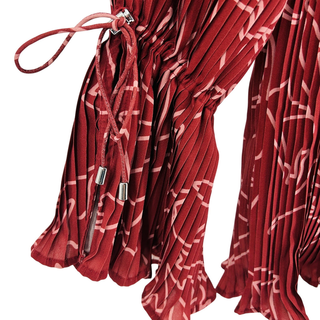 C/MEO Collective Terracotta Abstract Floral Pleated Romper