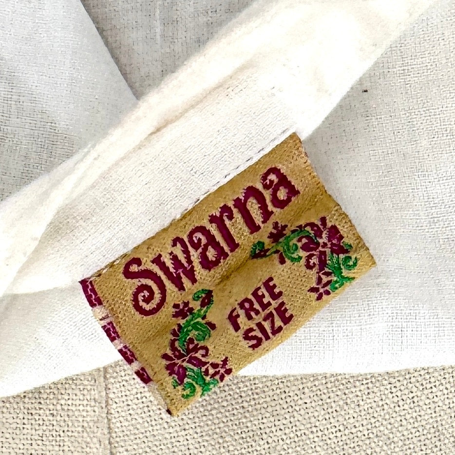 Vintage Y2K Swarna White 100% Cotton Bohemian Eyelet Beaded Button Up Dress