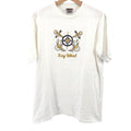 Vintage 90s Key West White 100% Cotton Gold Embroidered Nautical Tee