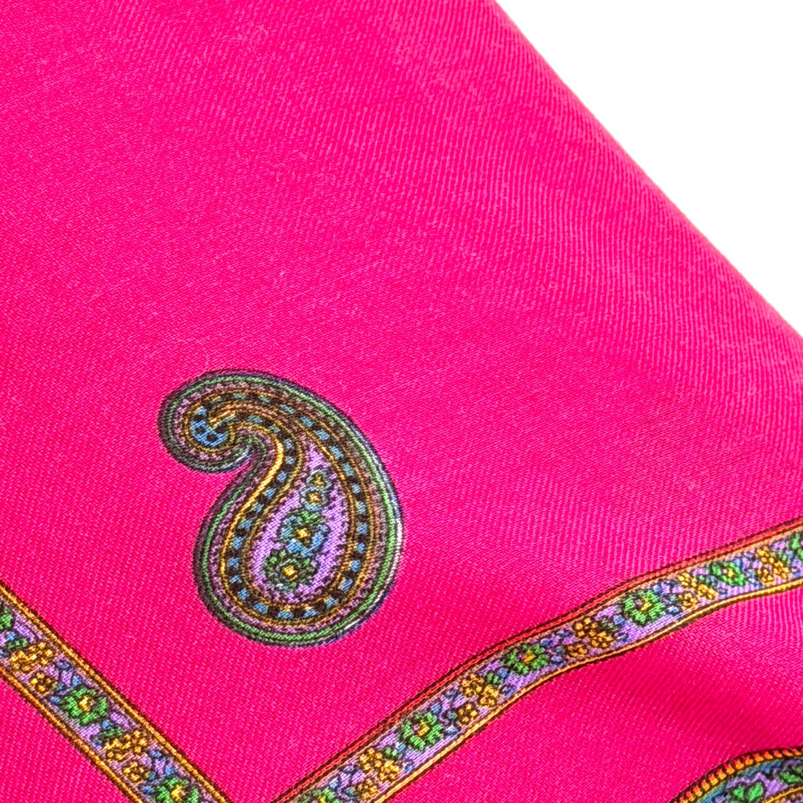 Vintage 70s Glentex Made in Japan Pink Paisley Oversized Square Scarf