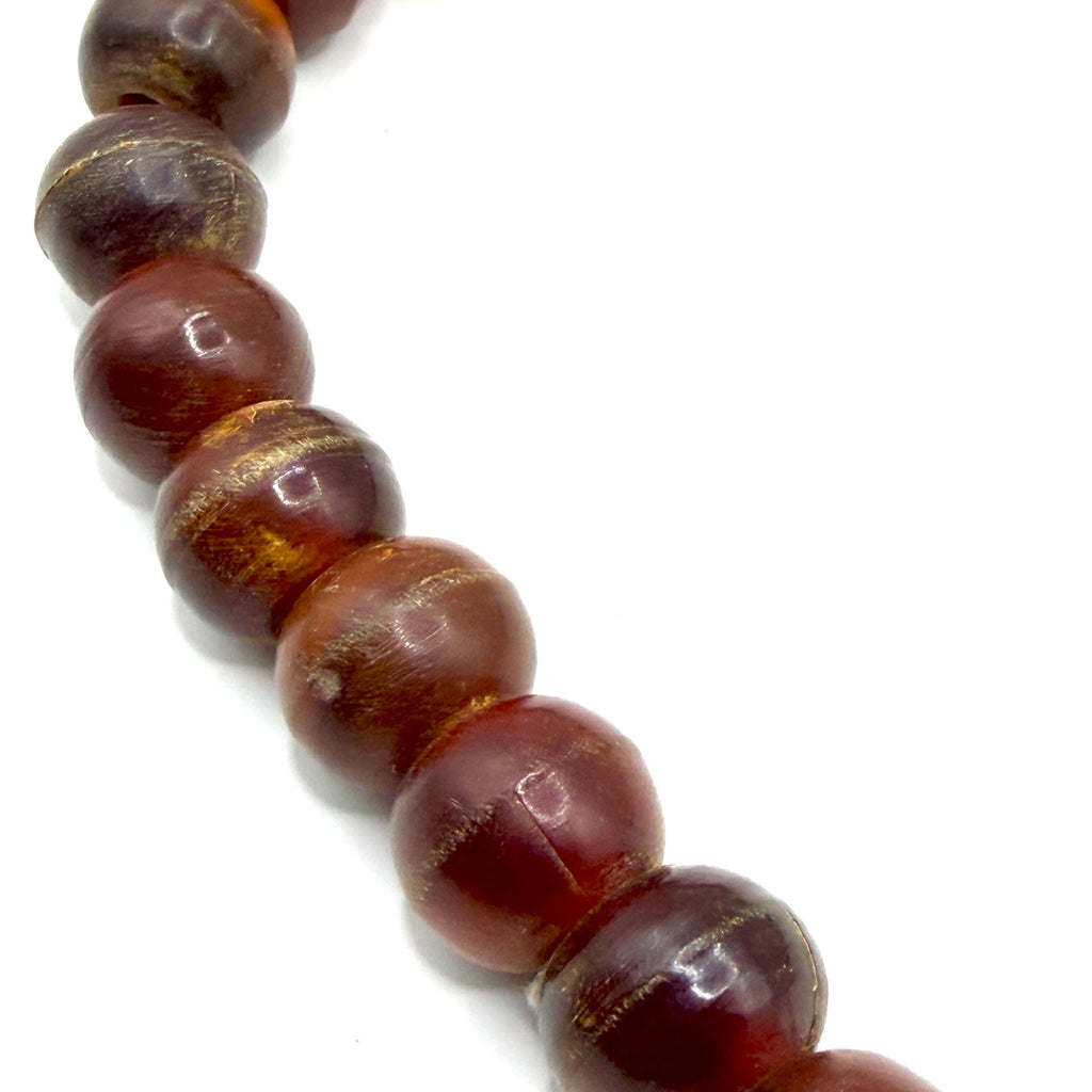 Vintage 90s Red Brown Resin Carved Bone Ram Character Statement Necklace