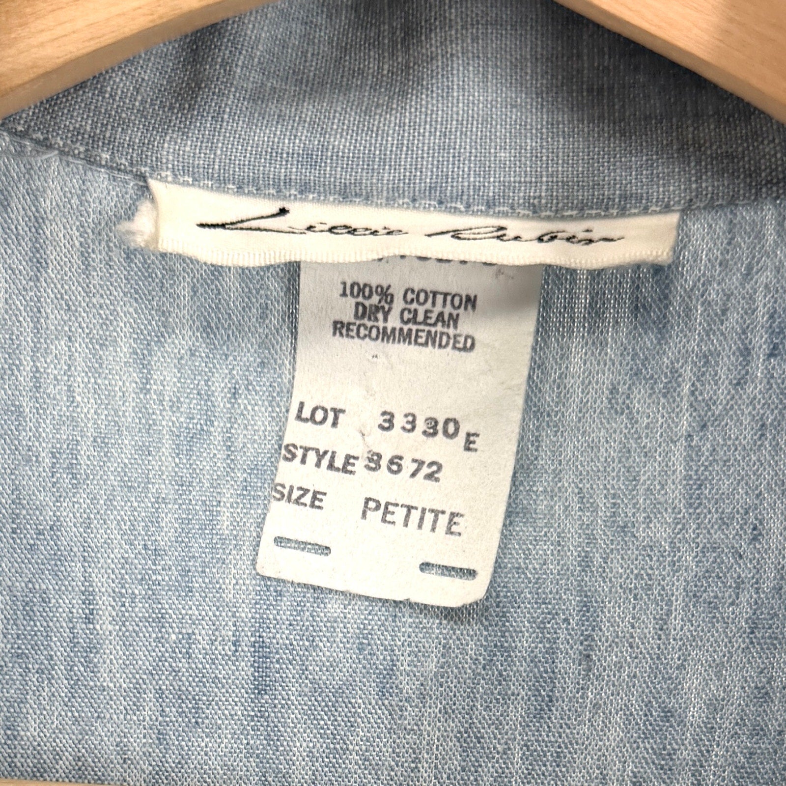 Vintage 80s Lillie Rubin Blue Chambray 100% Cotton Western Shirt