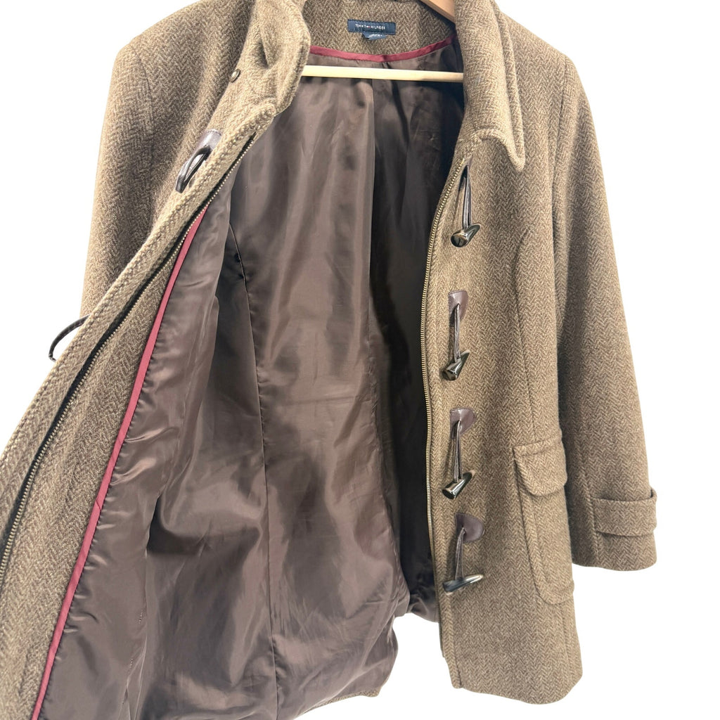 Tommy Hilfiger Brown 100% Wool Toggle Duffle Coat