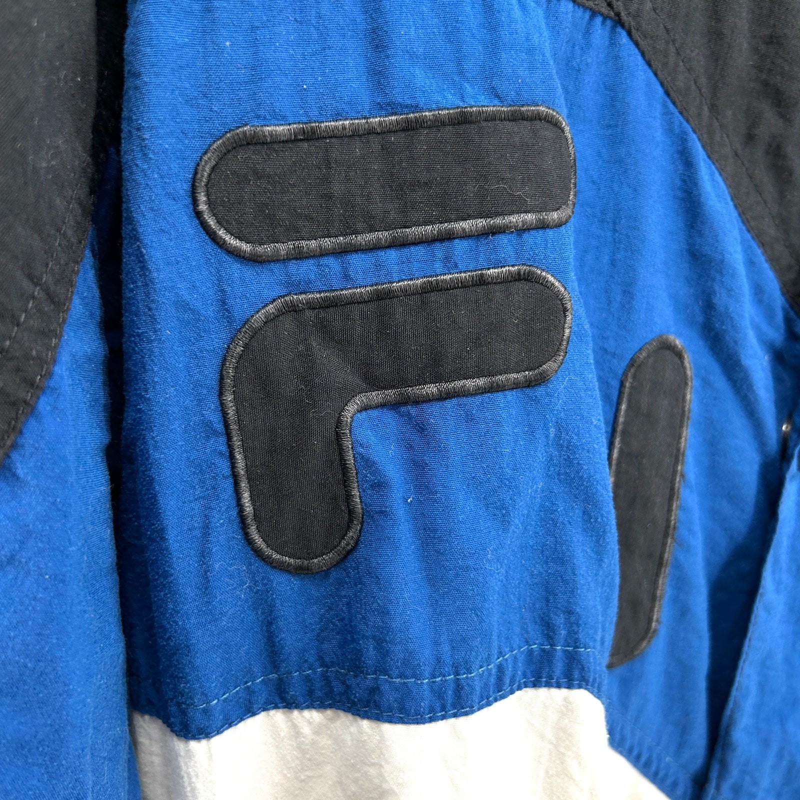 Vintage 90s Fila Black Blue White Colorblock Track Jacket