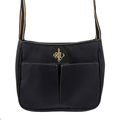 Lauren Ralph Lauren Black Nylon Striped Strap Mini Shoulder Bag