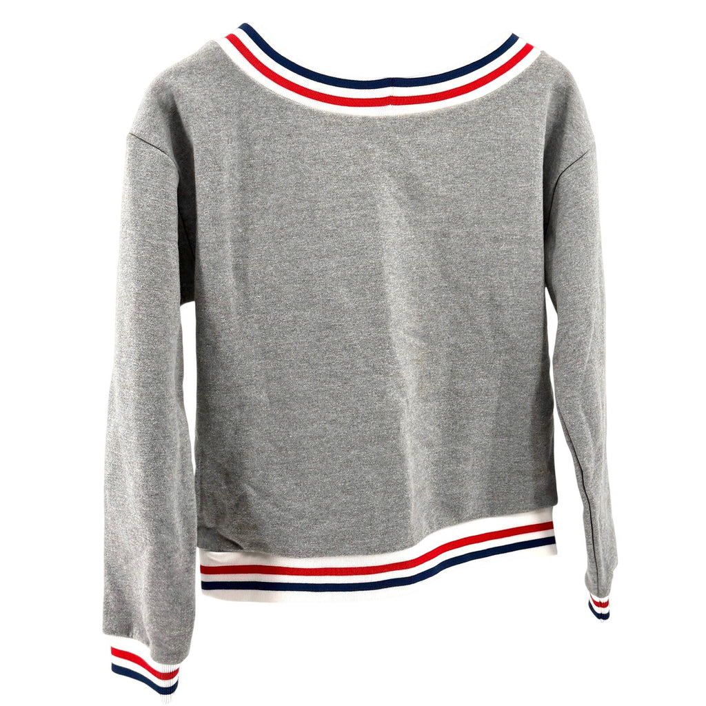 American Apparel Heather Gray Striped Trim Scoop Neck Cropped Sweatshirt