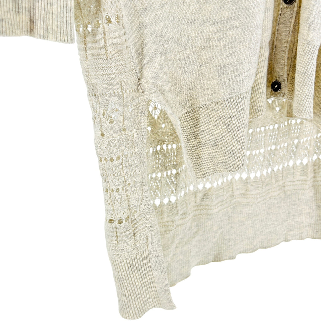 Free People Oatmeal Cream Boho Lace Back Longline Oversized Cardigan