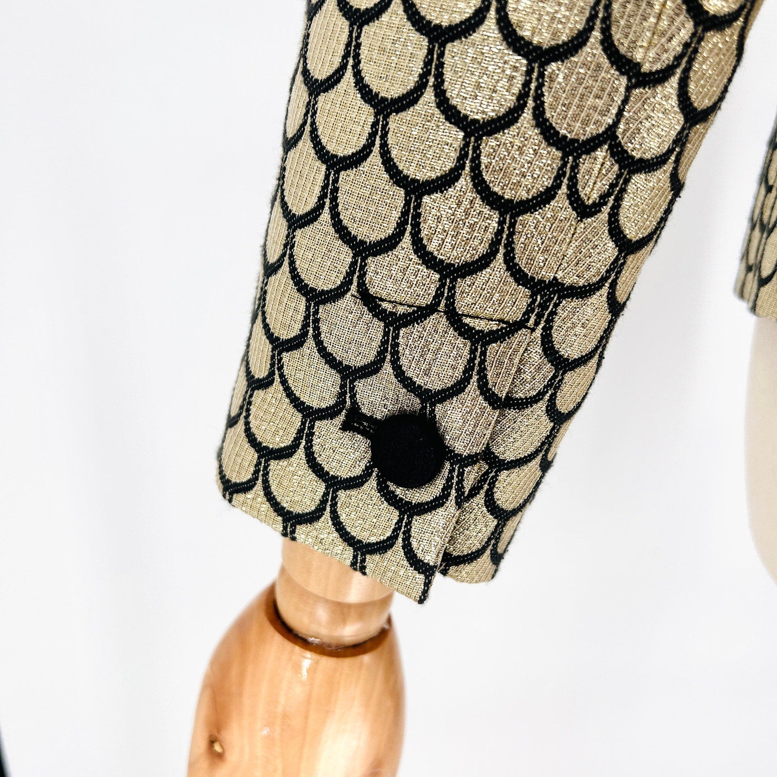 Vintage Y2K Juicy Couture Gold Black Scale Shawl Lapel Tuxedo Blazer Jacket