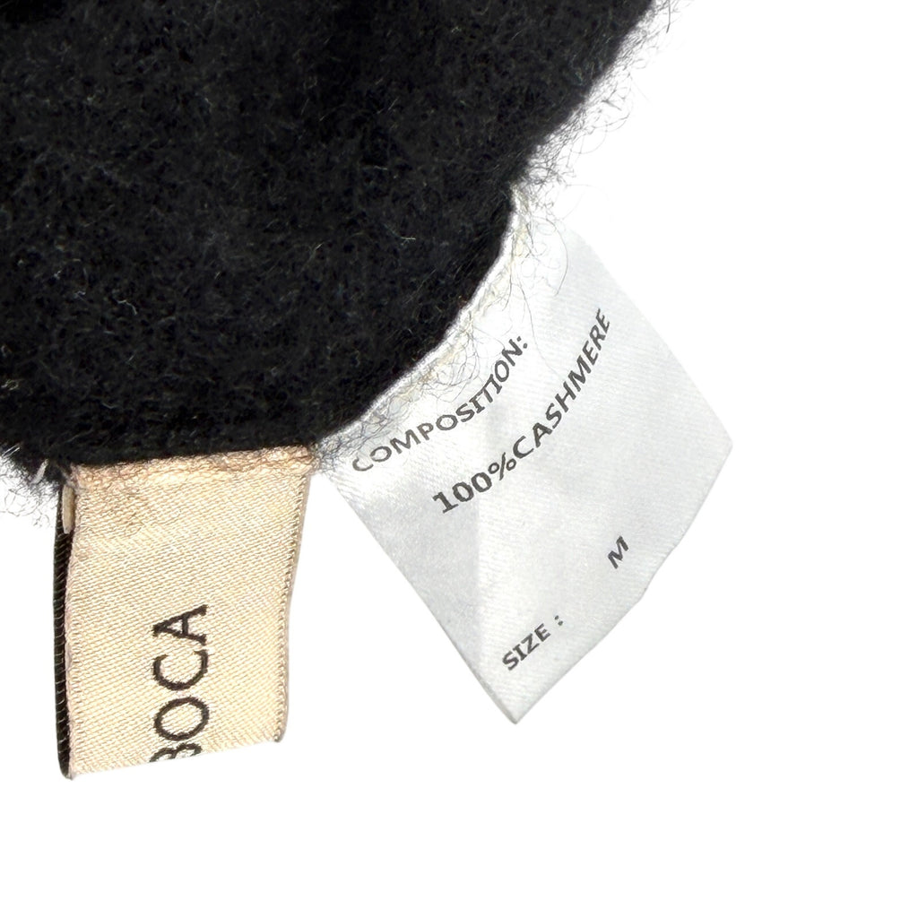 COMOBOCA Black 100% Cashmere Rainbow Trim Crewneck Sweater