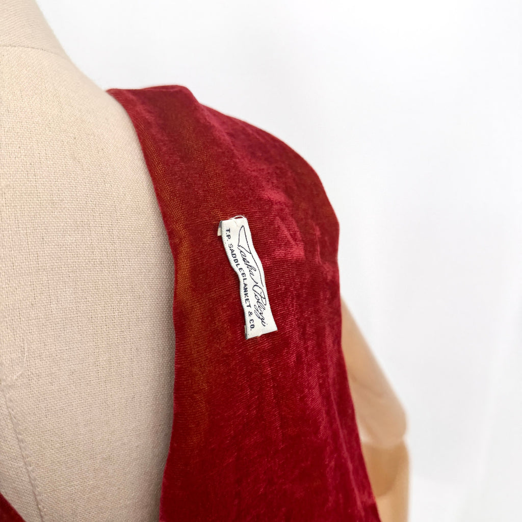 Vintage Y2K Tasha Polizzi Rust Orange Red Velvet Fringe Formal Scarf