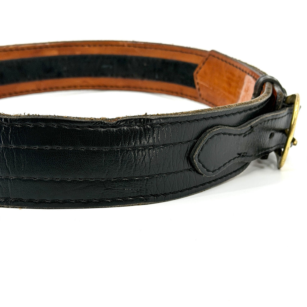 Vintage Y2K Safariland Black Genuine Leather Solid Brass Buckle Wide Duty Belt