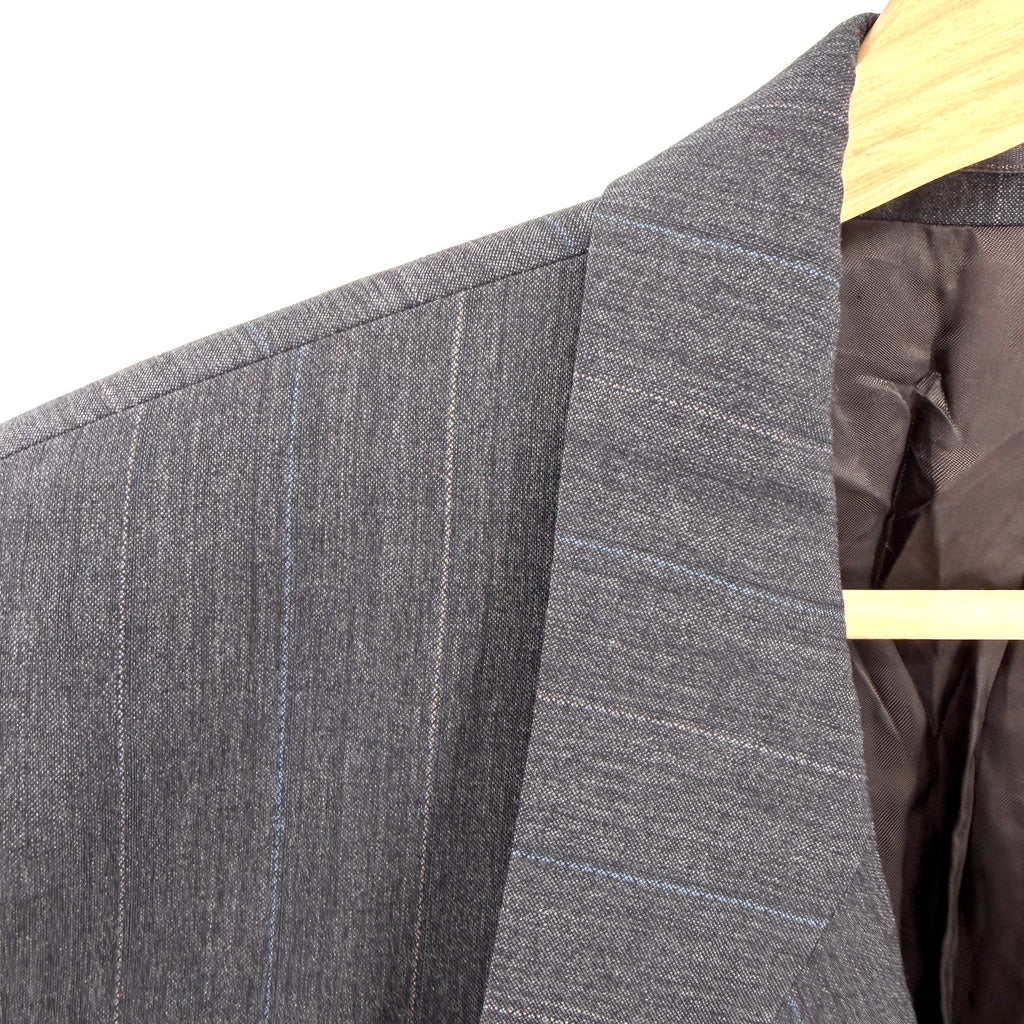 Vintage 90s Hugo Boss Grey Pinstripe 100% Wool Bebop Double Breasted Blazer