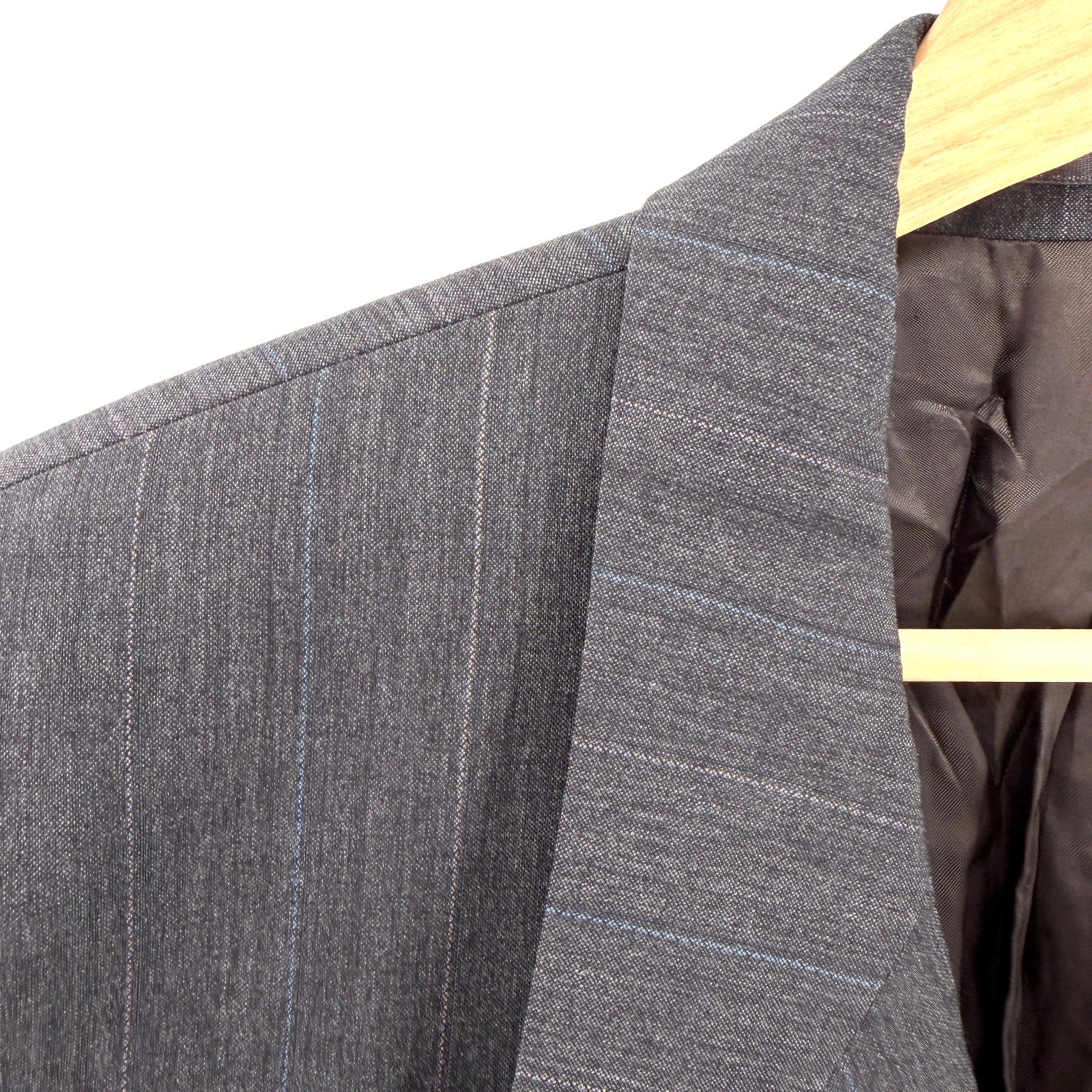 Vintage 90s Hugo Boss Grey Pinstripe 100% Wool Bebop Double Breasted Blazer